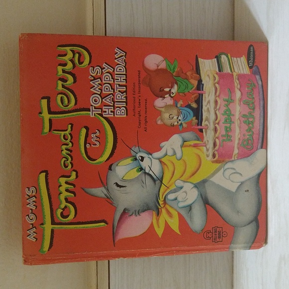 Vintage 1955 MGM's Tom & Jerry Tom's Happy Birthday Children's Tell-A-Tale Book - Picture 1 of 3